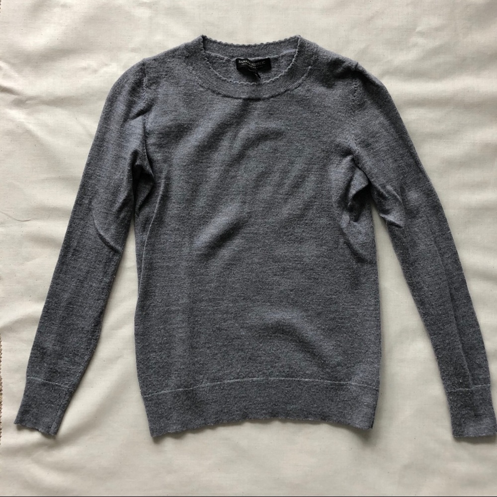Banana Republic 100% Merino Wool Gray Sweater
